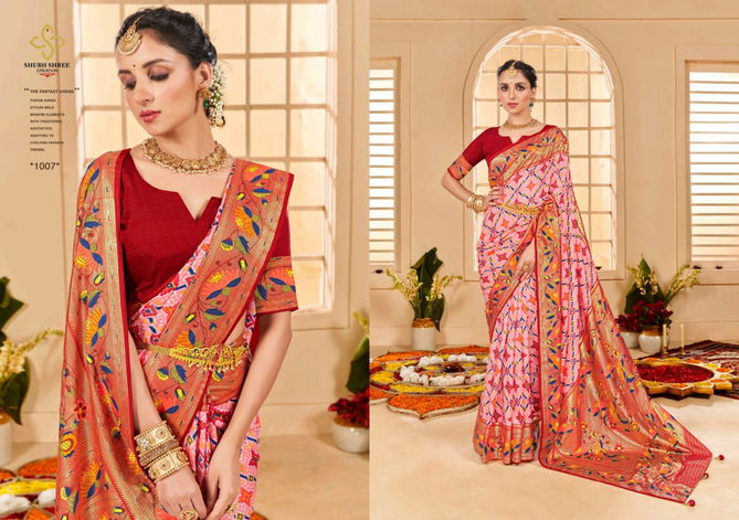 Kesar Tilk By Shubh Shree Velvet Tusser Silk Designer Sarees Wholesale Price In Surat